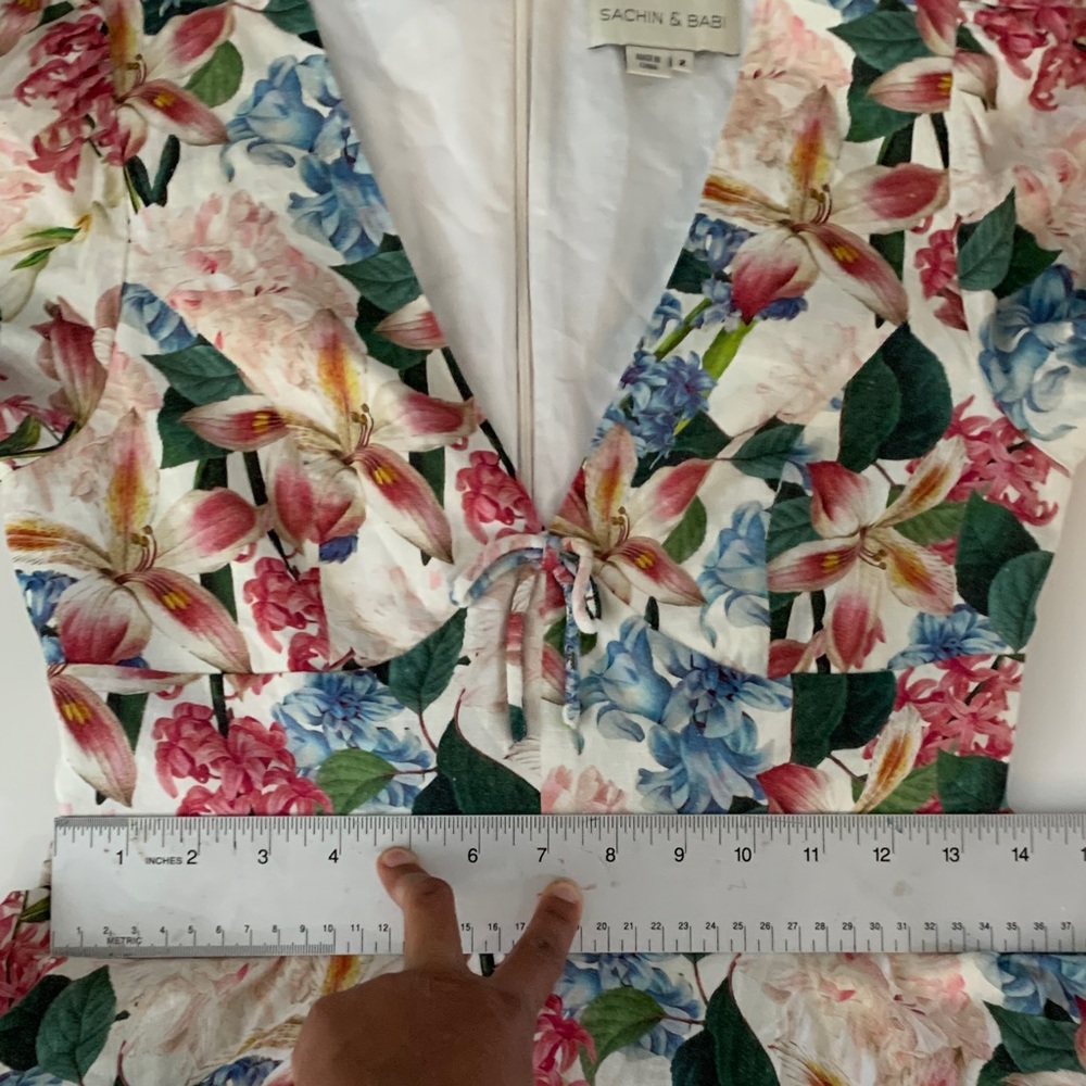 🌸 Sachin & Babi Dolce Floral Mini Dress Size 2 Antico Botanico Linen Blend EUC - Picture 13 of 15